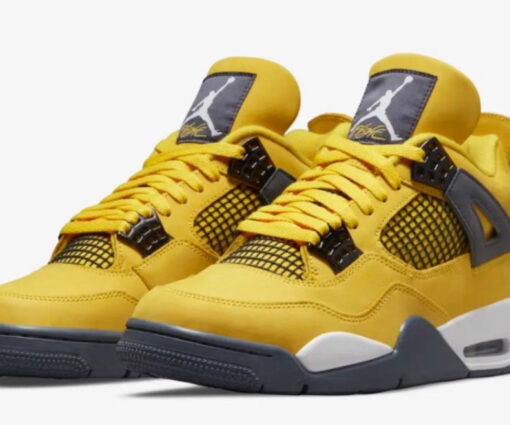 Alternative view of NIKE AIR JORDAN 4 RETRO LIGHTNING YELLOW