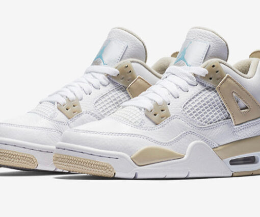 Alternative view of NIKE AIR JORDAN 4 WHITE LIGHT SAND
