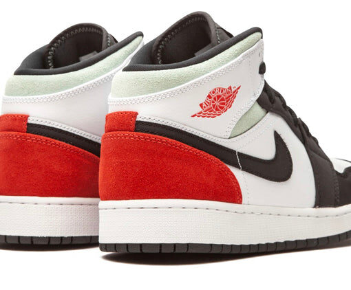 Alternative view of NIKE AIR JORDAN 1 MID WHITE RED SPRUCE