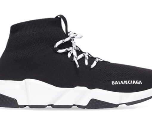 Balenciaga Speed Trainer Lace Up Black White