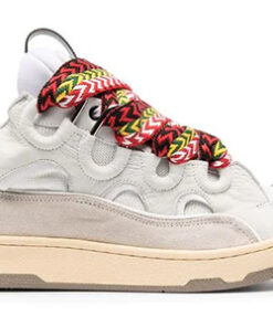 Lanvin Curb Lace-Up Sneakers White Classic