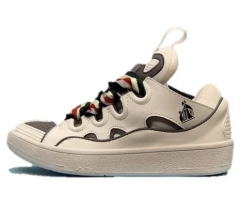 Lanvin Curb Lace-Up Sneakers White Green