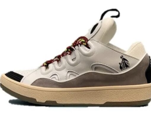 Lanvin Curb Lace-Up Sneakers White Brown