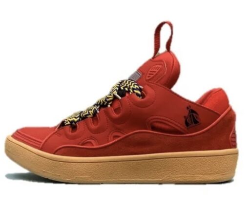 Lanvin Curb Lace-Up Sneakers Red