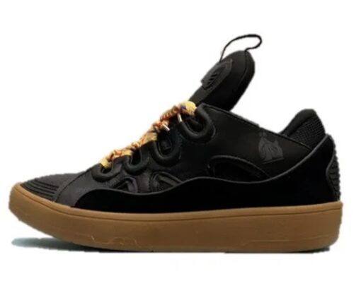 Lanvin Curb Lace-Up Sneakers Black Brown