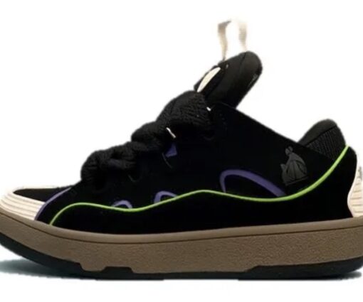 Lanvin Curb Lace-Up Sneakers Black Blue White