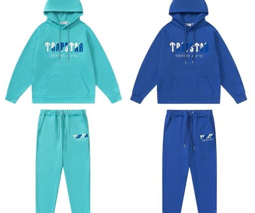 TRAPSTAR CHENILLE DECODED HOODED TRACKSUIT BLUE GREEN