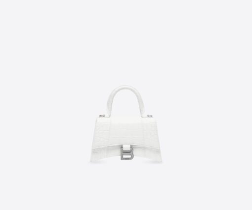 HOURGLASS SHOULDER BAG – WHITE CROCODILE