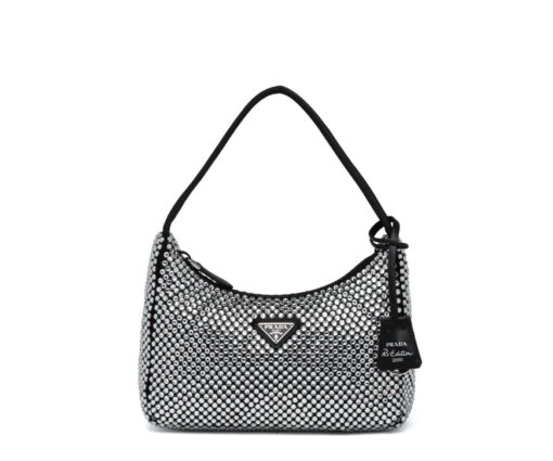 Satin mini-bag with artificial crystals