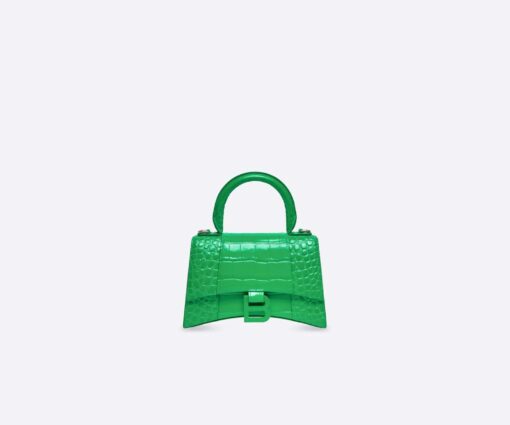HOURGLASS SHOULDER BAG – GREEN CROCODILE