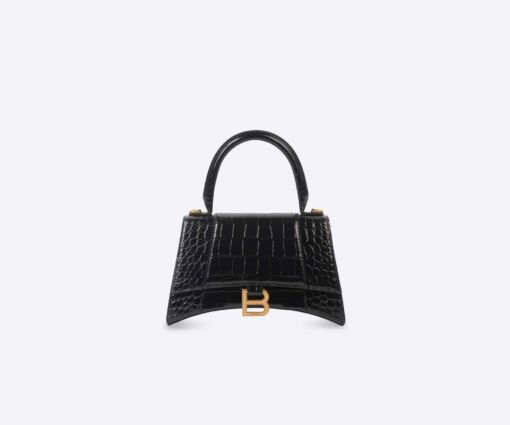 HOURGLASS SHOULDER BAG – BLACK CROCODILE