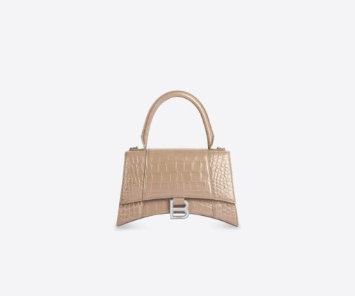 HOURGLASS SHOULDER BAG – MINK CROCODILE