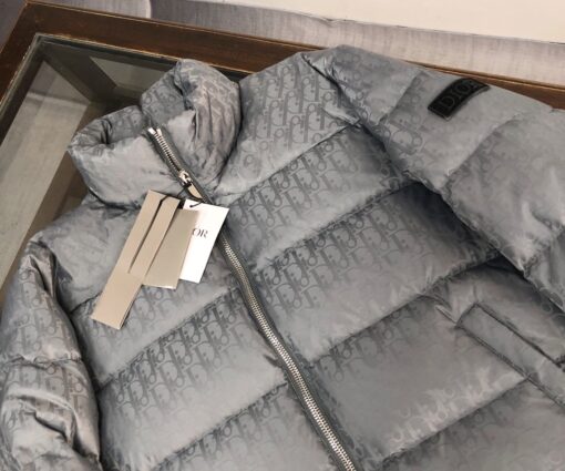 Alternative view of Dior Men Silver Oblique Down Puffer Jacket – Luxury Technical Jacquard Puffy Winter Coat