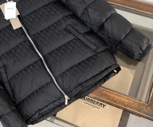 Alternative view of Dior Puffer Down Jacket – Luxury Black Oblique Jacquard Winter Jacket