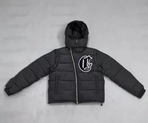 Alternative view of Corvidae Black Puffer Jacket – Luxury Asymmetric Streetwear Matte Down Jacket