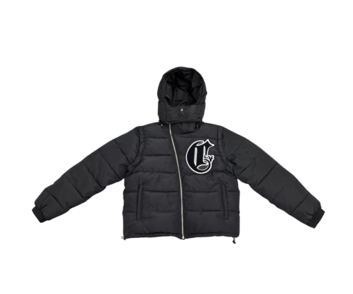 Corvidae Black Puffer Jacket – Luxury Asymmetric Streetwear Matte Down Jacket