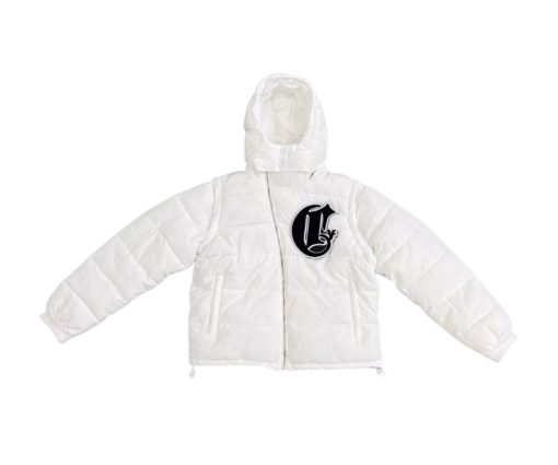 White Corvidae puffer jacket – Luxury Asymmetric Streetwear White Down Jacket