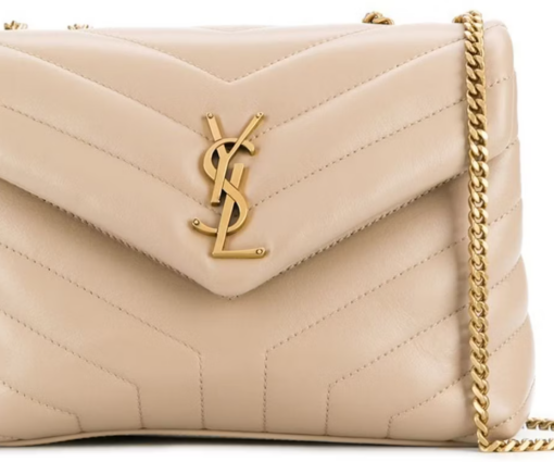 Saint Laurent Quilted Shoulder Bag Beige