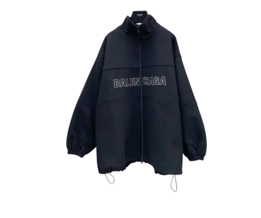 Balenciaga Track Jacket – Luxury Oversized Logo Tech-Jacket in Matte Black
