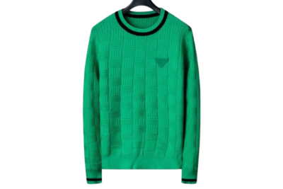 Bottega Veneta Green Sweater – Luxury Textured Macro-Knit Long Sleeve