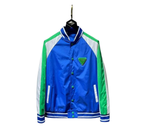 Bottega Veneta Multicolor Varsity Jacket – Luxury Tri-Tone Shell with Signature Green Badge