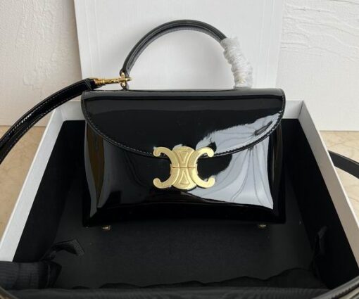 Celine Hand Bag Glossy Black