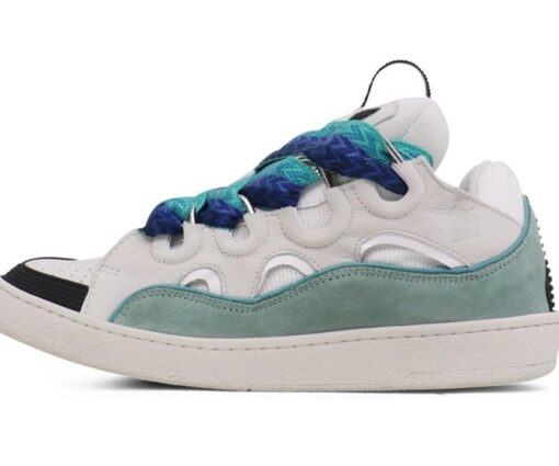 Lanvin Curb Lace-Up Sneakers White Green Blue
