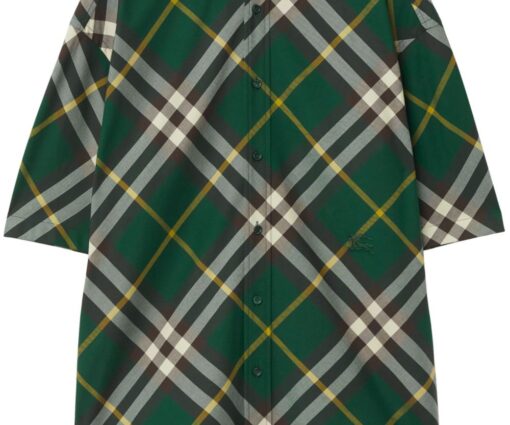 Burberry logo-embroidered plaid shirt green/multicolour