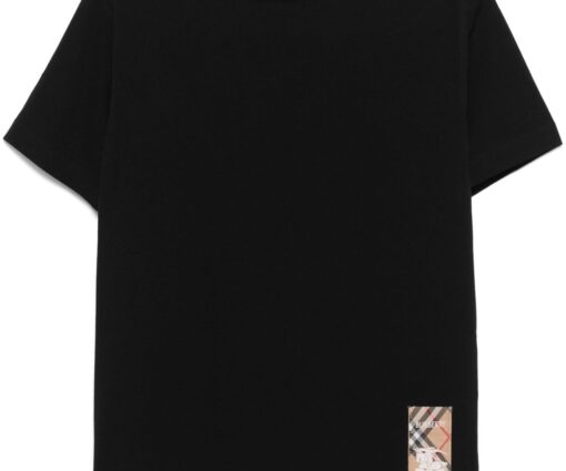 Burberry Check-logo patch cotton T-shirt Black