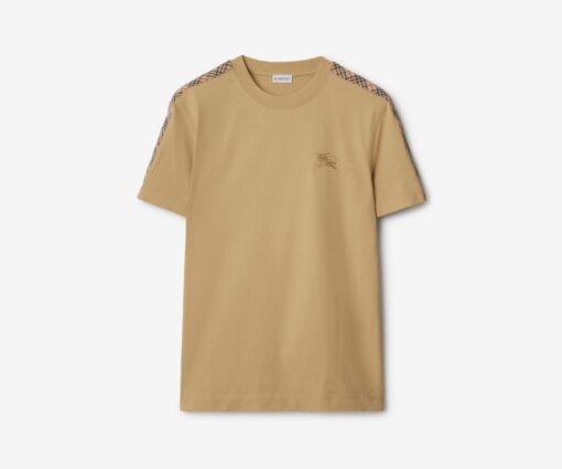 Burberry Check Trim Cotton T-shirt Flax