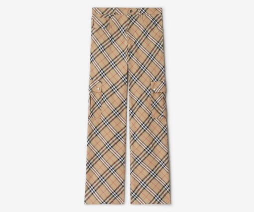 Burberry Check Stretch Linen Cotton Trousers
