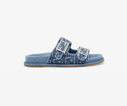 Fendi Feel Slide in blue denim