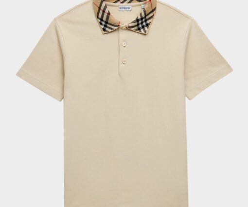 Burberry Men's Pique Polo Shirt In Nutmeg