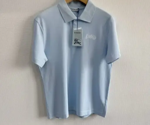 BURBERRY Cotton Polo T-Shirt Sky Blue