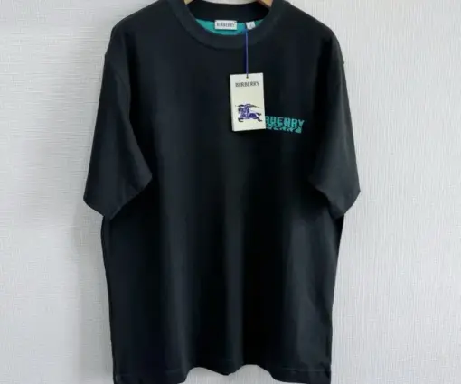 Burberry Warped Logo Cotton T-shirt Black