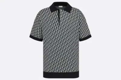 Dior Oblique Polo Shirt Beige, Blue and Black
