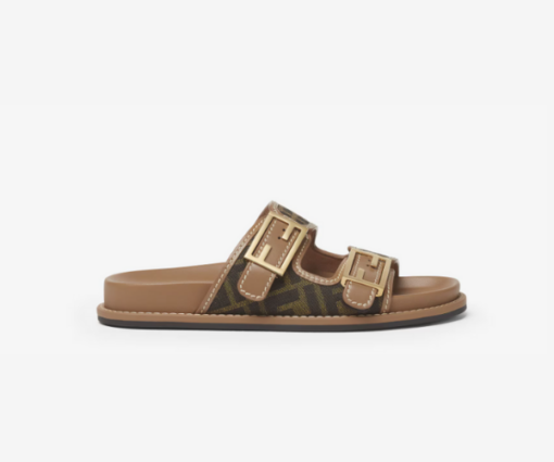 Fendi Feel Brown FF Fabric Slides