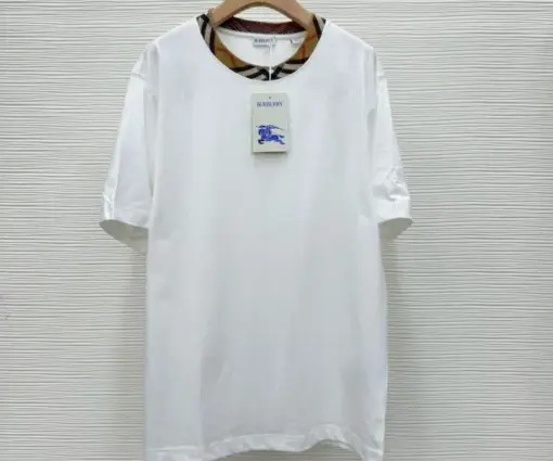 Check Trim Cotton T-shirt White