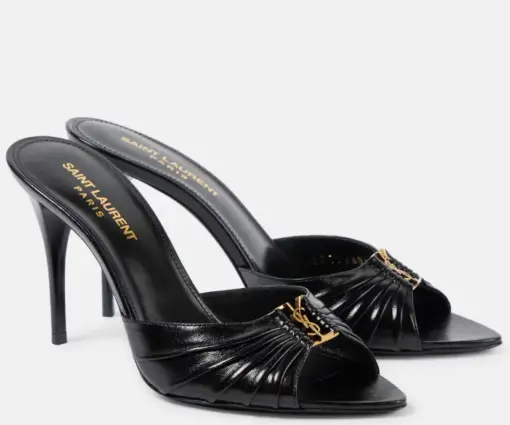 YSL STYLISH BLACK & GOLD HIGH-HEELS