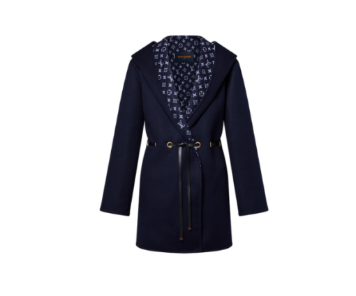LV Hooded Drawstring Wrap Coat