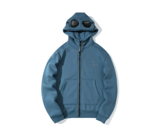 C.P. Company Goggles-Detail Zip-Up Hoodie Blue