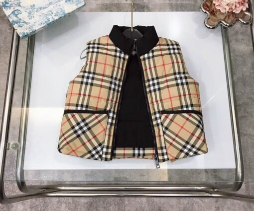 Burberry Reversible Check Puffer Gilet Sand Beige