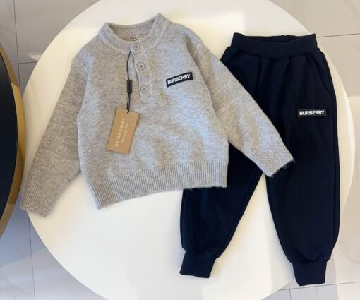 Burberry Kids Tracksuit Black Gray