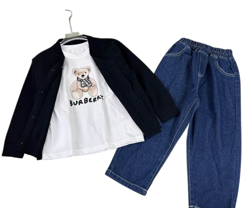 Burberry Children's Set White Black Blue