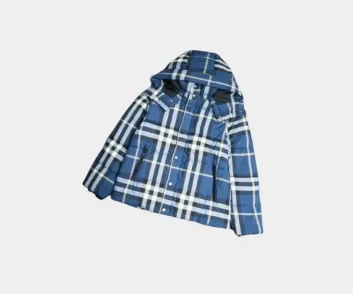 Burberry New Down Jacket Blue White Check