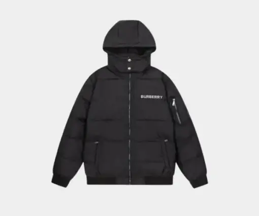 Burberry New Down Jacket Black White Logo