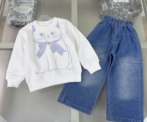 Gucci Kids Cotton Hoodie & Pants Set White