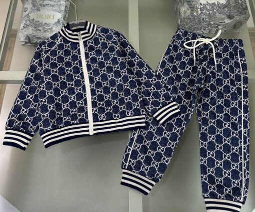 Gucci Monogram Baby Tracksuit Navy Blue