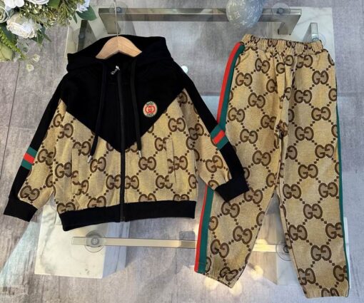 Gucci Monogram Baby Tracksuit Black Beige