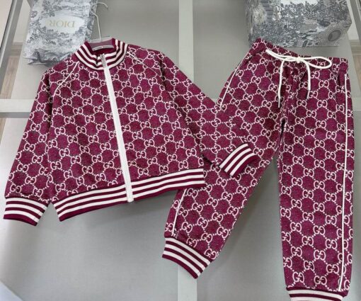 Gucci Monogram Baby Tracksuit Maroon
